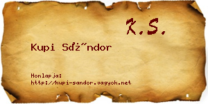 Kupi Sándor névjegykártya